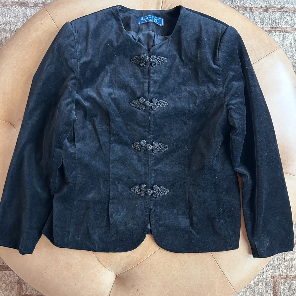 Black Velvet Jacket Frog Closure Whimsigoth Gothic Victorian Witchy Womens M